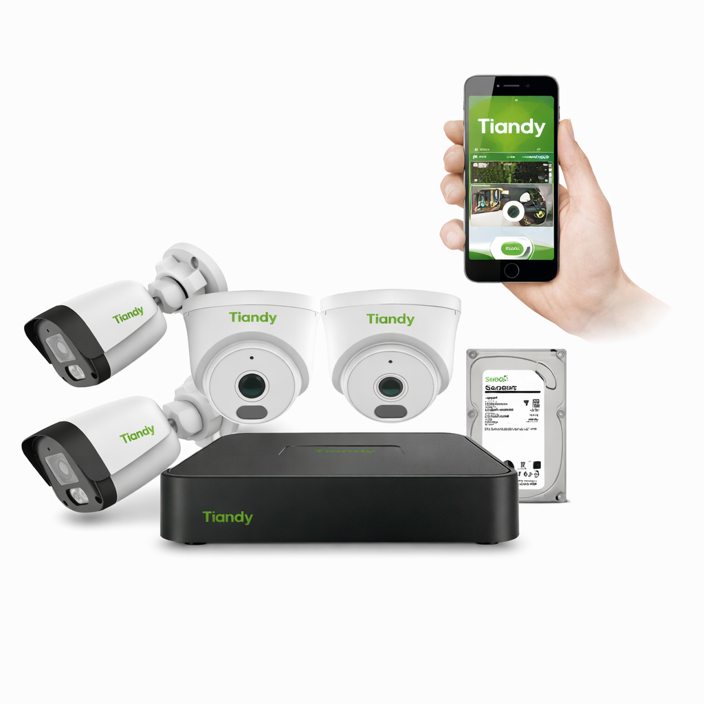 Combo de Seguridad Tiandy (2 domo + 2 Bala + NVR 4CH) TC-C320N