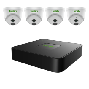 Combo Tiandy 4 cámaras domo Full HD con NVR 4 canales PoE TC-R3104 H.265 IP67